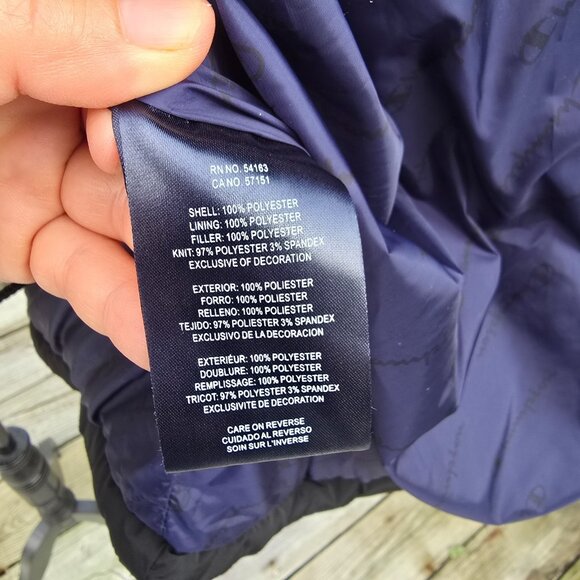 Champion Quilted Puffer Hooded Jacket Dark Blue Full Zipper Men's Size XL - Picture 5 of 11